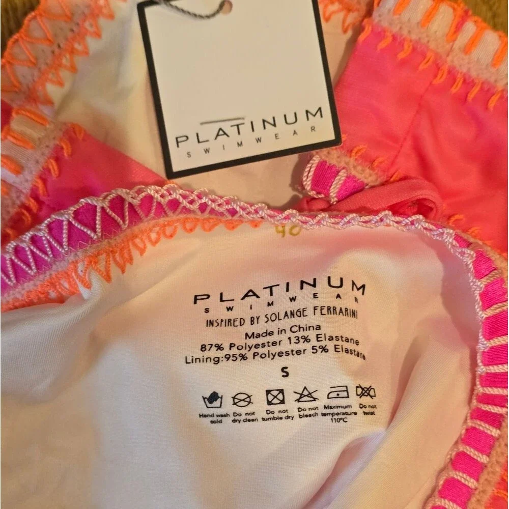 PQ Swim x Platinum Exclusive Crochet Trim Halter Neck One Piece Swimsuit NWT S